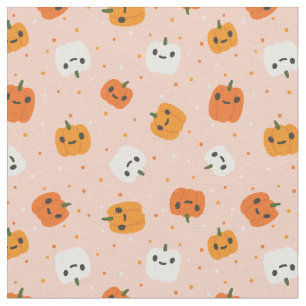 Cute Kawaii Pumpkin Faces Pattern Fabric