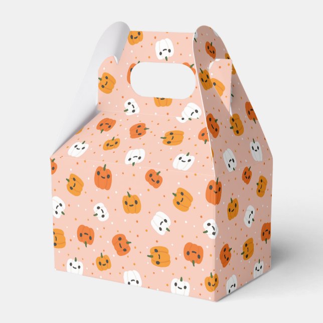 Cute Kawaii Pumpkin Faces Pattern Favour Box (Front Side)