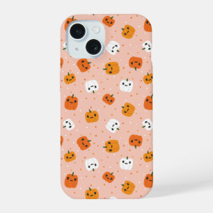 Cute Kawaii Pumpkin Faces Pattern iPhone 15 Case