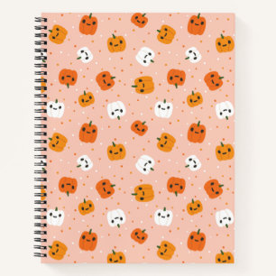 Cute Kawaii Pumpkin Faces Pattern Notebook