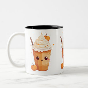 cute kawaii pumpkin spice latte fall lover Two-Tone coffee mug