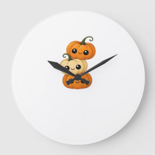 Cute kawaii pumpkin trio Classic T-Shirt.png Large Clock