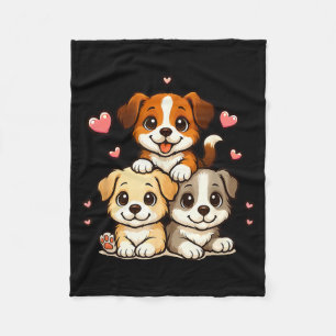 Cute kawaii puppies neko funny dog lover gift wome fleece blanket