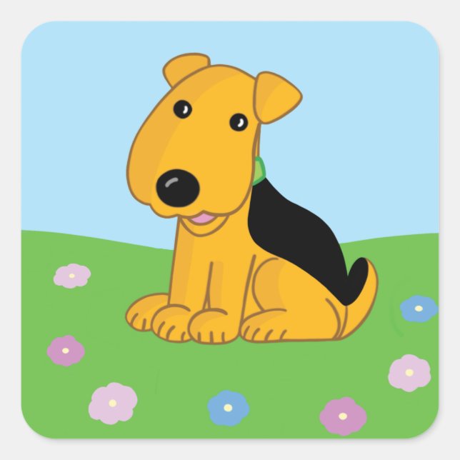Cute Kawaii Puppy Dog in Field Sticker (Front)