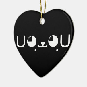 Cute Kawaii Puppy Dog Japanese Kaomoji Emoticon Ceramic Tree Decoration