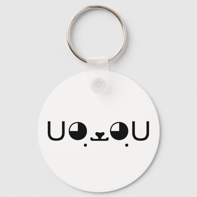 Cute Kawaii Puppy Dog Japanese Kaomoji Emoticon Key Ring (Front)