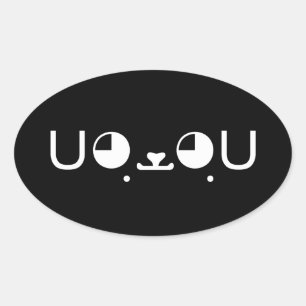 Cute Kawaii Puppy Dog Japanese Kaomoji Emoticon Oval Sticker