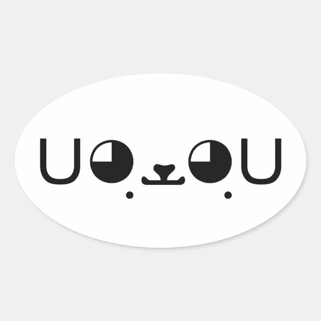 Cute Kawaii Puppy Dog Japanese Kaomoji Emoticon Oval Sticker (Front)