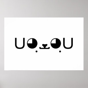 Cute Kawaii Puppy Dog Japanese Kaomoji Emoticon Poster