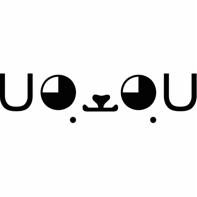 Cute Kawaii Puppy Dog Japanese Kaomoji Emoticon Standing Photo Sculpture (Front)