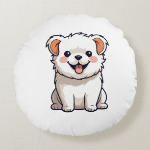 Cute Kawaii Puppy Vinyl Sticker - Adorable Cartoon Round Cushion