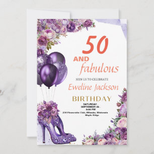 Cute Kawaii Purple Birthday Invitation