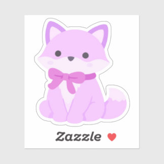 Cute Kawaii Purple Fox with Bow Animal Design