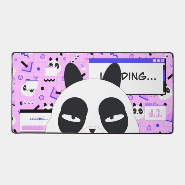 Cute Kawaii Purple Panda Bear Desk Mat (Front)