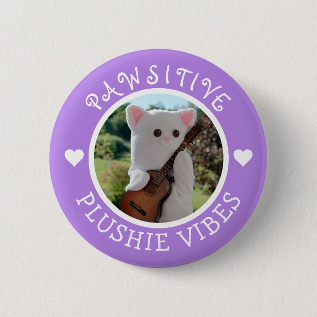 Cute Kawaii Purple Pawsitive Plushie Vibes Photo 6 Cm Round Badge (Front)