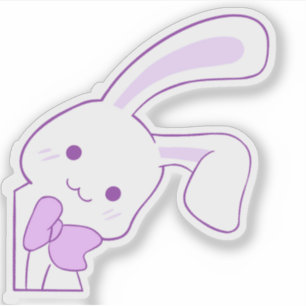 Cute Kawaii Purple Peeking Ribbon Bunny Custom