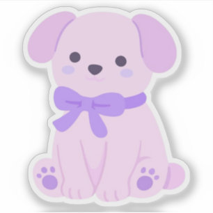 Cute Kawaii Purple Puppy with Bow Sticker