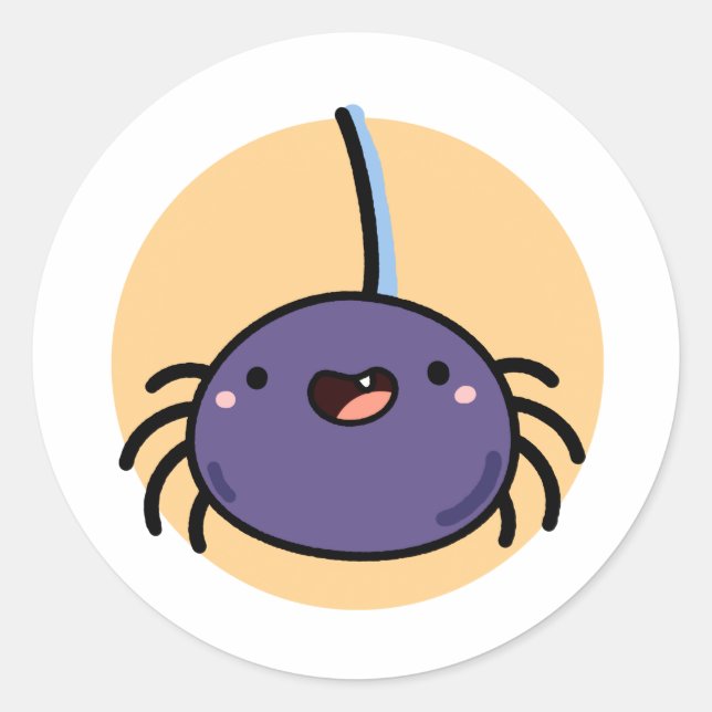 Cute Kawaii Purple Spider Classic Round Sticker (Front)
