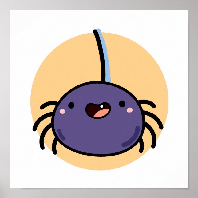 Cute Kawaii Purple Spider Poster (Front)