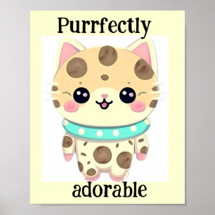 Cute Kawaii Purrfectly Adorable Cat Poster
