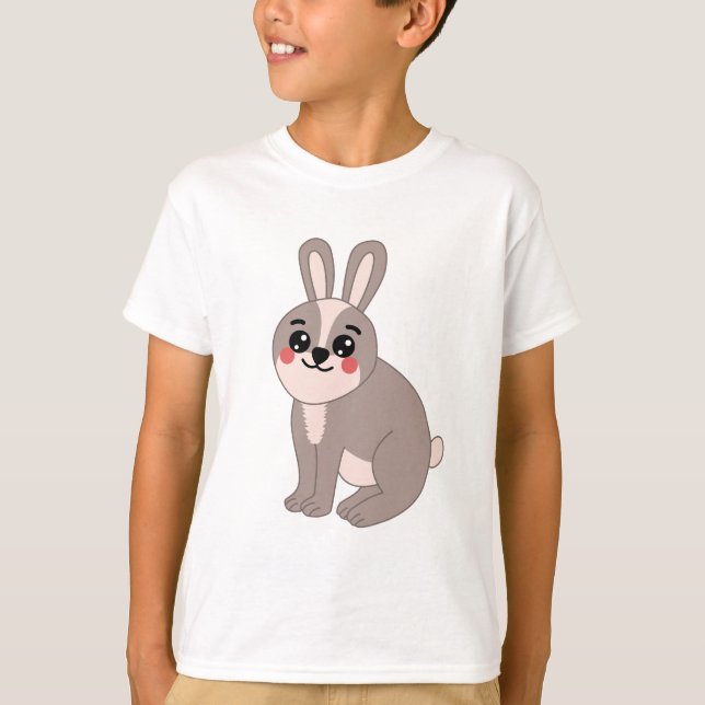 Cute Kawaii Rabbit Illustration T-Shirt (Front)