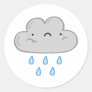 Cute Kawaii Rain Cloud Classic Round Sticker