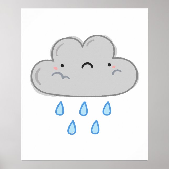 Cute Kawaii Rain Cloud Poster (Front)