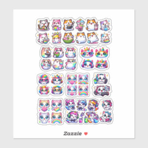 Cute Kawaii Rainbow Cat Stickers – Adorable Gamer