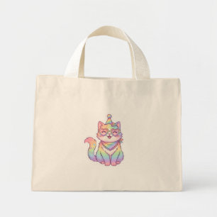 Cute Kawaii Rainbow Caticorn Unicorn Cat Tote Bag