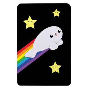 Cute Kawaii Rainbow Rocket Baby Seal Magnet