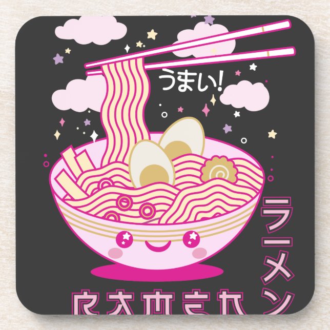 Cute Kawaii Ramen Anime Noodles Ramen Girls, Teens Coaster (Front)