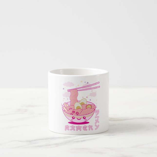 Cute Kawaii Ramen Anime Noodles Ramen Girls, Teens Espresso Cup (Front)