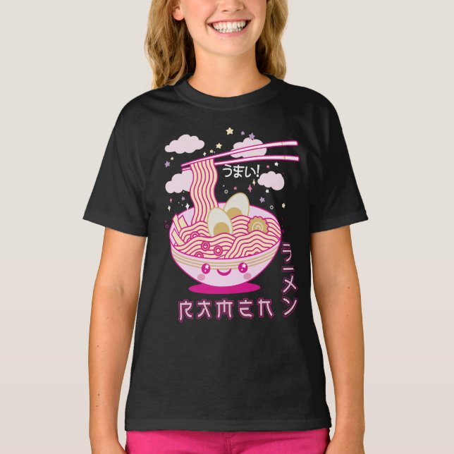 Cute Kawaii Ramen Anime Noodles Ramen Girls, Teens T-Shirt (Front)