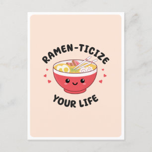 Cute Kawaii Ramen Asian Food Pun Romantic Love  Postcard