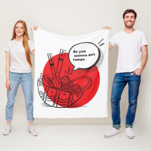 Cute Kawaii Ramen - Funny Japanese Food  Fleece Blanket