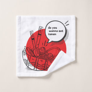 Cute Kawaii Ramen - Funny Japanese Food Wash Cloth