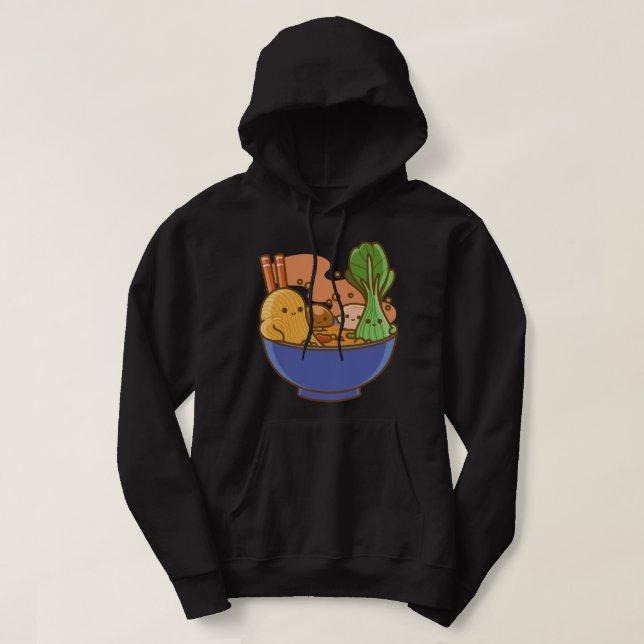 Cute Kawaii Ramen Japan Food Faces Anime Kid Drawi Hoodie (Design Front)