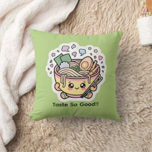Cute Kawaii Ramen Noodle Bowl Taste So Good Throw Cushion