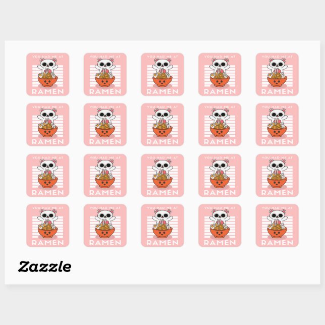 Cute Kawaii Ramen  Square Sticker (Sheet)