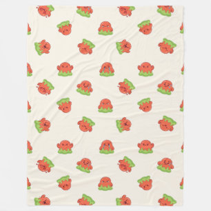 Cute Kawaii Red and Green Slime Monster Cream Fleece Blanket