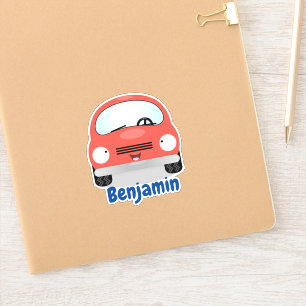 Cute kawaii red car cartoon illustration