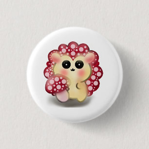 Cute Kawaii Red Mushroom Hedgehog Toadstool Art 3 Cm Round Badge