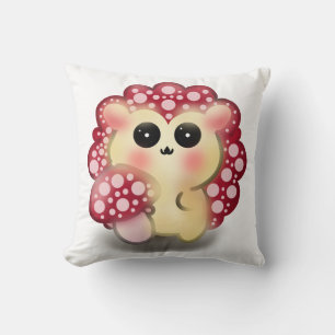 Cute Kawaii Red Mushroom Hedgehog Toadstool Art Cushion