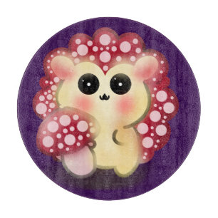 Cute Kawaii Red Mushroom Hedgehog Toadstool Art Cutting Board