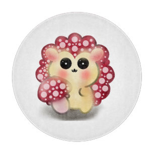 Cute Kawaii Red Mushroom Hedgehog Toadstool Art Cutting Board