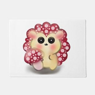 Cute Kawaii Red Mushroom Hedgehog Toadstool Art Doormat