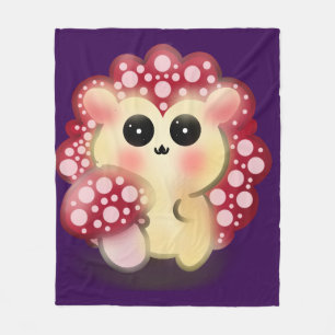 Cute Kawaii Red Mushroom Hedgehog Toadstool Art Fleece Blanket