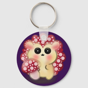 Cute Kawaii Red Mushroom Hedgehog Toadstool Art Key Ring