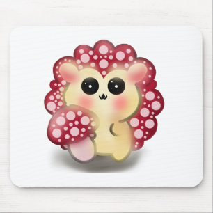 Cute Kawaii Red Mushroom Hedgehog Toadstool Art Mouse Mat