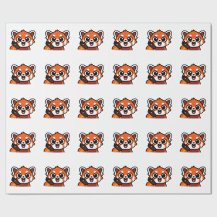 Cute Kawaii Red Panda Pattern Wrapping Paper for G